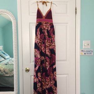 NWT Floral Crocheted Halter Maxi Dress